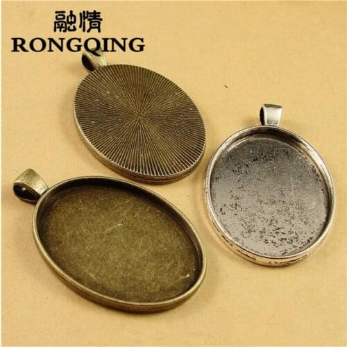 RONGQING 40*30MM 20pcs/lot oval Retro Necklace Tray Cabochon Base Setting DIY Accessories Wholesale Craft