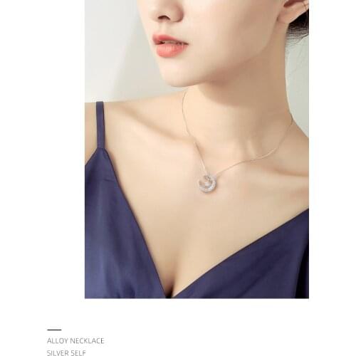 High Sense Necklace Design Star Moon Necklace female sterling silver clavicle chain tide simple temperament pendant