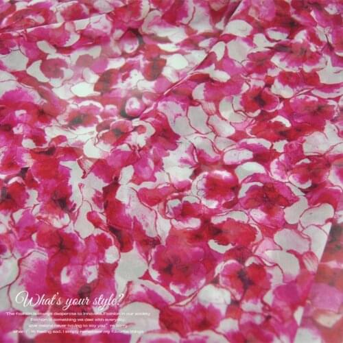 LEO&LIN Gorgeous Rose red Flower Hazy Large Wide Silk Georgette Chiffon Light Skirt Shirt Fabric Fabric DIY Sewing