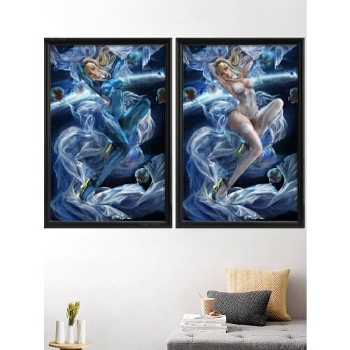 Samus Aran Video Game Art Silk Poster Sexy Nude Kawaii Anime Home Decor Custom Prints Living-Bedroom Decoration Canvas