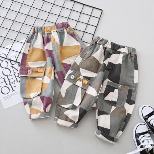 Boys Pants Camouflage Kids Spring Autumn New Childrens Clothes Fashion Color Block Many Pocket Baby Casual Pants 1 2 3 4 5 Year