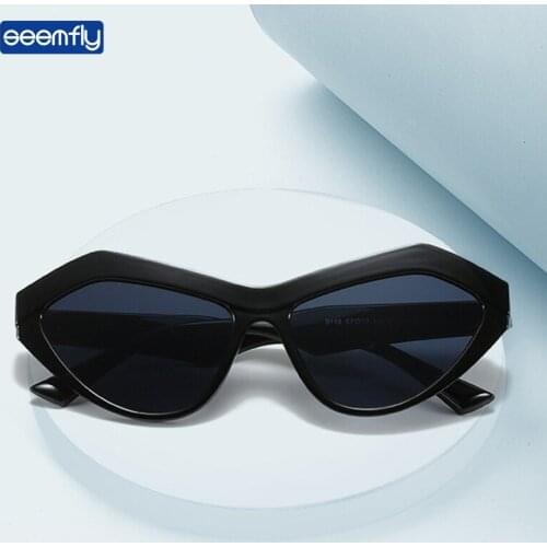 Seemfly Vintage Triangle Cat Eye Sunglasses Contrast Color Irregular Men Women Sunshades Colorful Clear Lens UV400 Sun Glasses