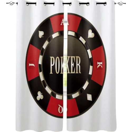 Casino Poker Plate Chips Club Window Curtains Living Room Curtain Home Decor