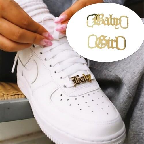 Stainless Steel Custom Name Shoe Buckle for Women Men Personalized Old English Letter Nameplate Shoe Clips Accessories Jewelry