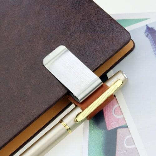 1Pcs/set Creative Custom notebook clip, genuine leather notebook notebook, metal pen holder, paper folder
