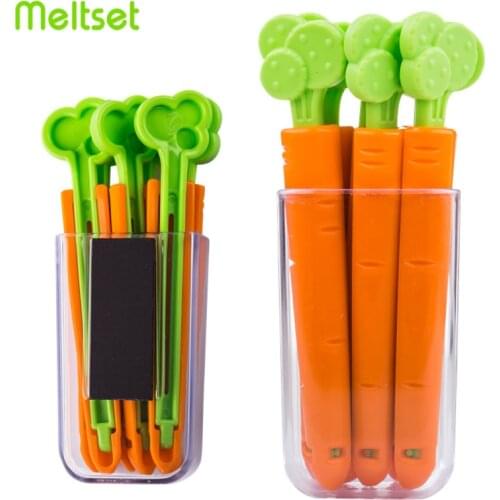 5Pcs Food Sealing Clip Fresh-Keeping Carrot Shape Food Clamp Sealer Snack Bags Sealer with Box Kitchen Storage Organizer