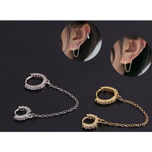 1PC Double Helix Cartilage Tragus CZ Ear Piercing Huggie Hoop Earring Zircon Ear Piercing Jewellery for Women