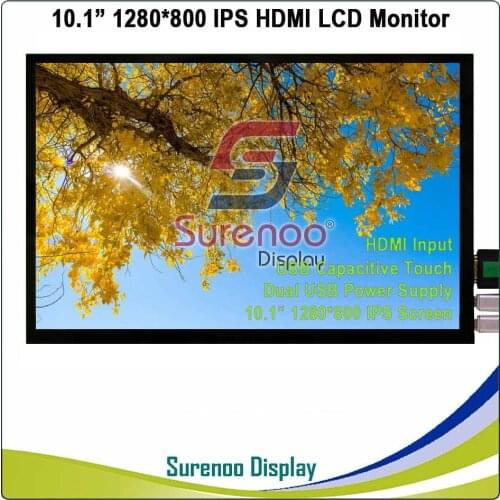 10.1" inch 1280*800 HDMI-Compatible LCD Module Display Monitor IPS Screen USB Capacitive Touch Panel for Raspberry Pi