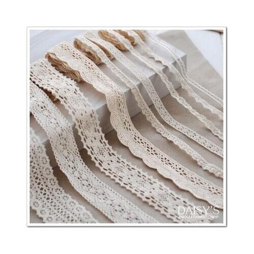 10 Yard / lot European beautiful lace trim beige cotton lace Sofa curtain accessories fabric Diy craft accessories