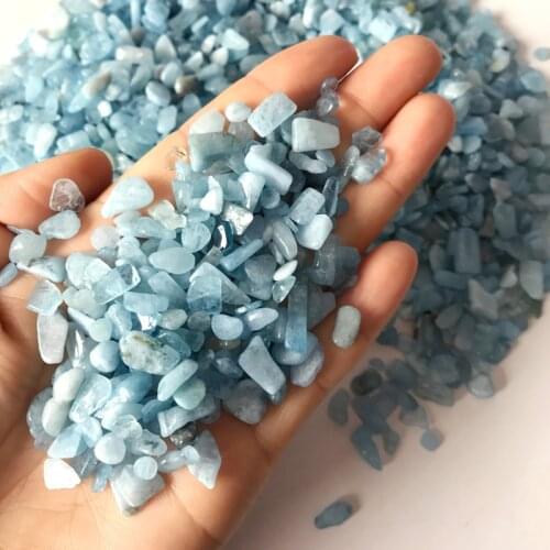 100g 8-12mm Natural Aquamarine Quartz Gravel Crystal Stone Rock Chips Specimen Lucky Natural Stones and Minerals