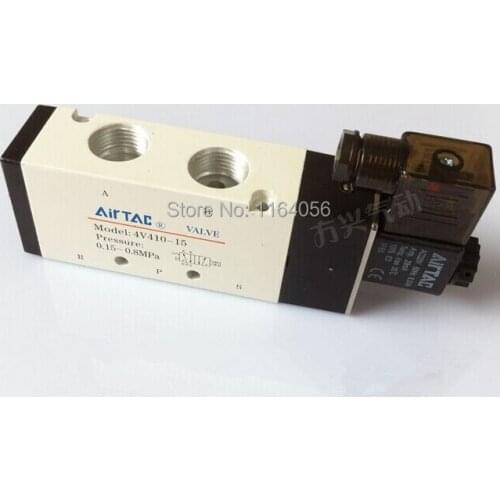 1x 4V410-15 5Ports2Position Single Solenoid Pneumatic Air Valve 1/2" BSPT AC220V