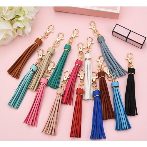 2Pcs PU Metal Key Chain Long Tassels Trim Pendant DIY Crafts Bookmark Ornament Clothes Bags Home Textiles Fringe Trim Material