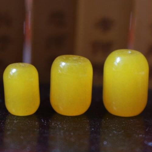 2pcs/lot Multi Size Pretty Yellow Jades Stone Beads Decorative Barrel Charm Spacer Beads DIY Jewelry Making Accessories Pendants