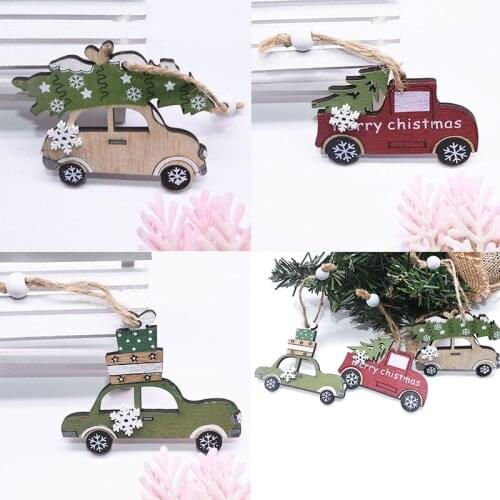 3pcs/set Merry Christmas Wooden House Elk Snowflake Ball Car Pendant Christmas Tree Ornament Xmas Christmas Decorations For Home