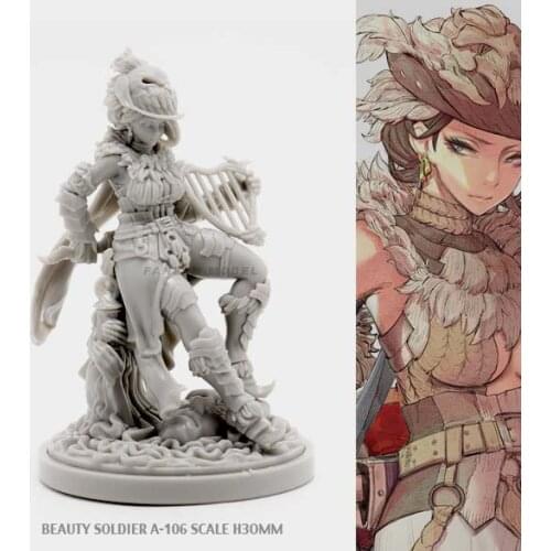 30MM Resin Kits BEAUTY SOLDIER Goddess Series Self-assembled A-106