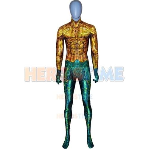 3D Printed High Quality Super Hero Aquaman Cosplay Costumes Zentai Catsuit Halloween Bodysuit