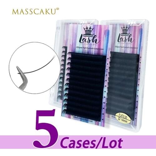 5case/lot MASSCAKU custom logo 0.15 0.20 lash extension wholesale flat lash extensions top quality matte flat lash extension