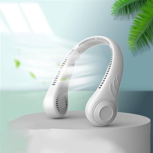 Mini Bladeless Fan 360-degree Adjustable Ring-Neck Hanging Fan 2400mAh USB Rechargeable Mute Sports Fans for Home Outdoor Office