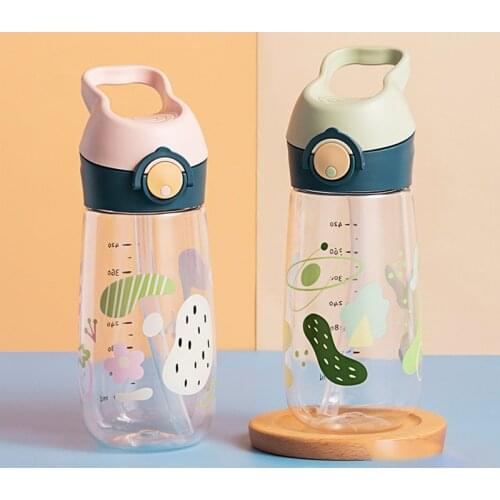 Trian Water Bottle with Straw for Children Cup Cartoon Portable Kids Bottles Lid 480ml RR2093