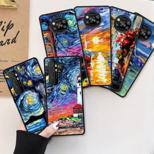 Case For Xiaomi Mi Poco X3 NFC 10T Pro 5G M3 Note 10 Lite 9T 11 Black Luxury Printing Soft Phone Cover Van Gogh Oil Painting