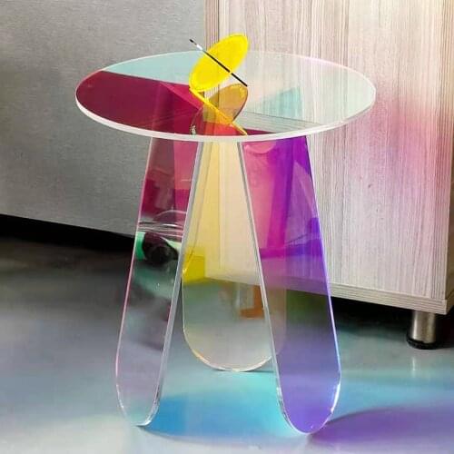 Color Acrylic Coffee Tables Round Transparent Side Table Living Room Decor Furniture Modern Luxury Bedroom Simple Bedside Table