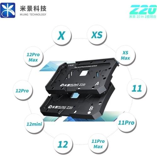 MiJing Z20 BGA Reballing Stencil Fixture Holder For iPhone 12mini 11 Pro X XS Max Motherboard Middle Frame Planting Tin Platform