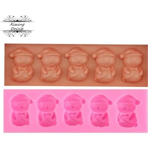 DIY Christmas Snowman shape Kitchen Baking silica gel mold cake decoration tool chocolate fudge technology model tool