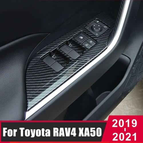 For Toyota RAV4 RAV 4 XA50 2019 2020 2021 ABS Car Door Armrest Panel Window Switch Lift Buttons Covers Trim Interior Accessories