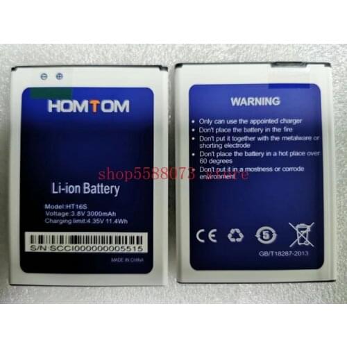 Homtom HT16 HT16S Battery 3000mAh for HOMTOM HT16 Smartphone 3G WCDMA Android 6.0 Quad Core MTK6580 5.0"-Free shipping