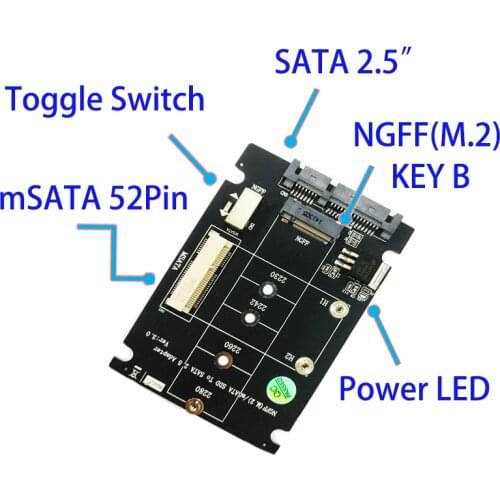 2 in 1 Combine Mini PCI-E M.2 NGFF & mSATA SSD To SATA 3.0 III Adapter