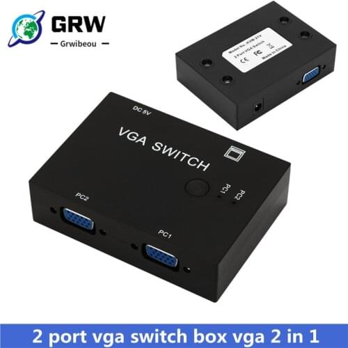 HOT 2 In 1 Out Switcher 2 Port VGA Switch Box VGA for Consoles Set-top Boxes 2 Hosts Share 1 Display Notebook Projector Computer