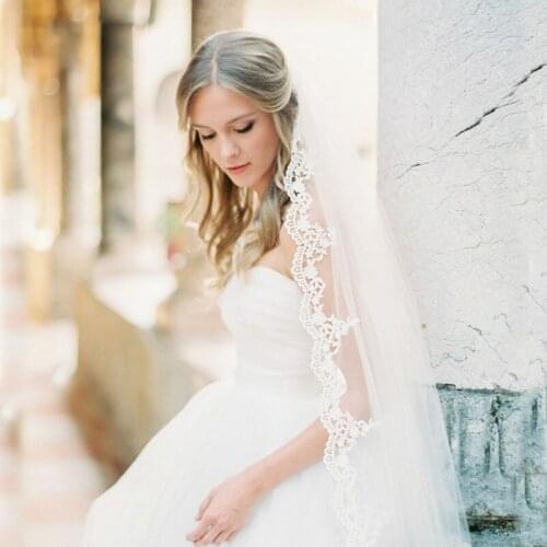 3 M Cathedral Lace Wedding Veil One Layer Long White Ivory Bridal Accessories 2021