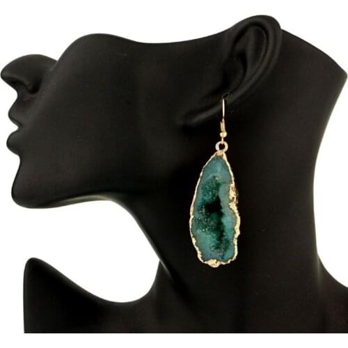 Fashion Colorful Irregular Imitation Geode Slice Drop Dangle Earrings Geometric Resin Slice Earrings for Women Jewelry