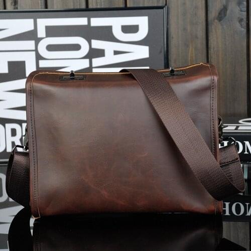 2021 Hot Men Fashion Briefcase Casual Business Leather Shoulder Bag Messenger Handbag Bag High-Capacity Waterproof New