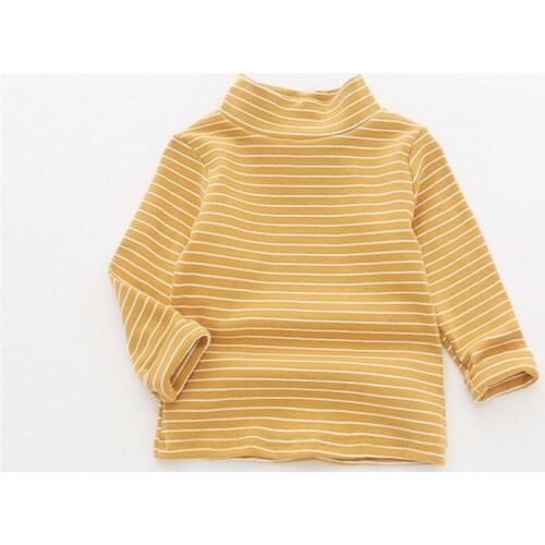 2019 Spring New Childrens Striped T Shirts for Boys and Girls Kids Autumn Cotton High Neck Undershirt Baby Long Sleeve T-shirt