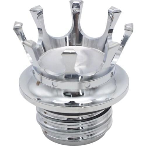 King Crown Style Gas Oil Cap Fuel Tank Cover for Sportster Softail Silver