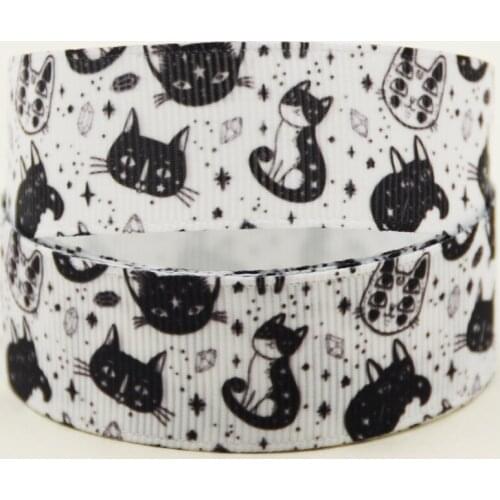 22mm 25mm 38mm 75mm Cat cartoon printed Grosgrain Ribbon party decoration 10 Yards X-04374