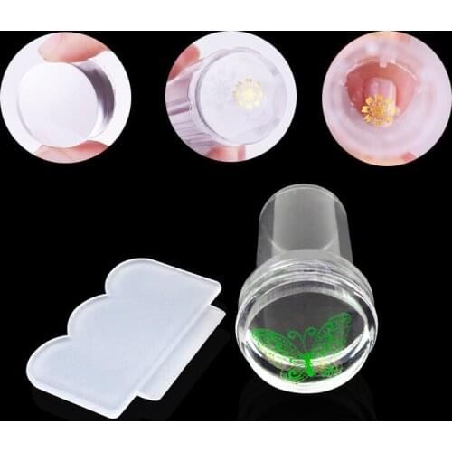 Mini Pure Clear Jelly Silicone Nail Art Stamper Scraper Set Transparent Nail Stamp Stamping Manicure Tool Fast Delivery 2.4cm