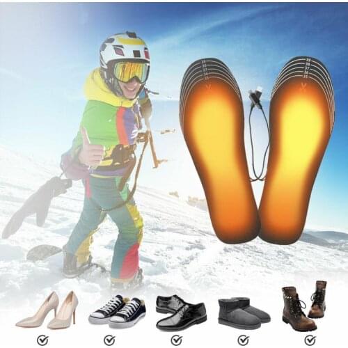 Insoles Heated Foot Warmer USB Electric Heated Socks Winter Warm Feet Sport Shoes Pads Soft Fleece For Skiing Hunting Hiking