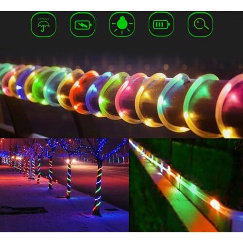 7/12M Solar/Battery Led String Light Waterproof Outdoor RGB Rope Tube Luzes De Natal Garden Fence Landscape Garland Xmas Decor