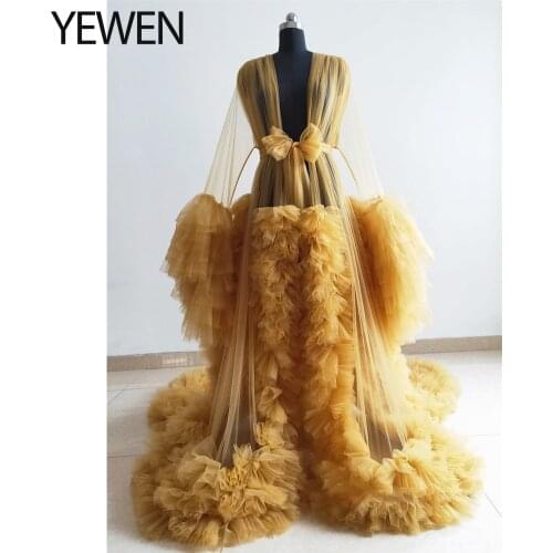 Long Sleeve Tulle Robe Pregnancy Gowns 2021 Sexy See Through Photography Dresses for Pregnant Woman Plus Size Vestidos De Fiesta