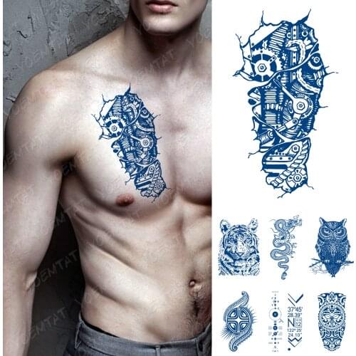 Juice Lasting Ink Tattoos Body Art Waterproof Temporary Tattoo Sticker Mechanical Bionic Tatoo Arm Fake Robot Totem Tatto