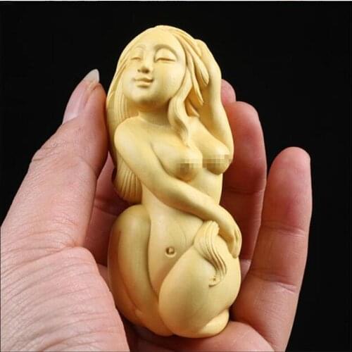 WSHYUFEI Boxwood wood carving hand piece wood carving craft wood creative woman