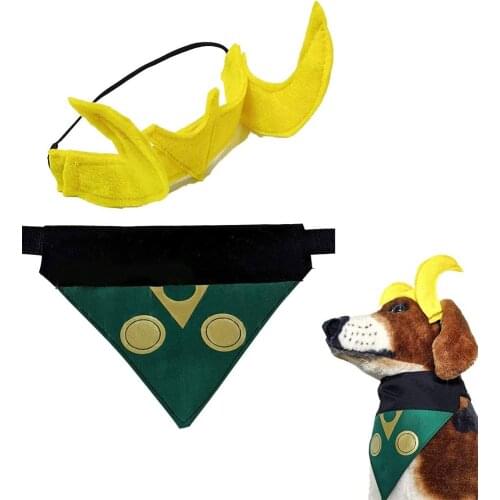 Xcoser Loki Crown + Neck Gaiter Resin Loki Horns New Cosplay Headpiece Dog Helmet Prop for Pet