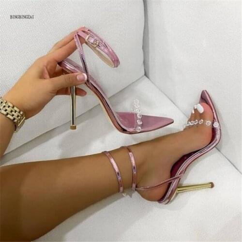 2021 new hot sale online celebrity crystal ladies sandals transparent ladies shoes high quality summer 12CM stilettos 4-10 11