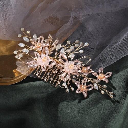 Flower Side Comb Hair Accessories For Women Fashion Fairy Hair Combs Elegant Wedding Bridal Hair Ornament