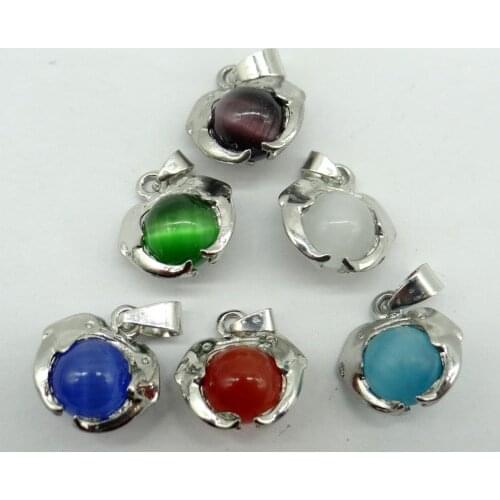 Natural stone Quartz crystal tiger eye lapis tiger eye Opal charms pendants for diy jewelry making necklace Accessories 12pcs