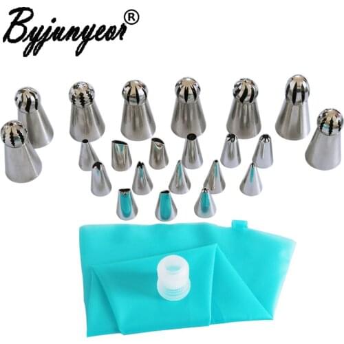 24Pcs Stainless Steel Sphere Ball Russian Nozzles Icing Cream Piping Pastry Tips Cake Decorating Confectionery Tool CS120