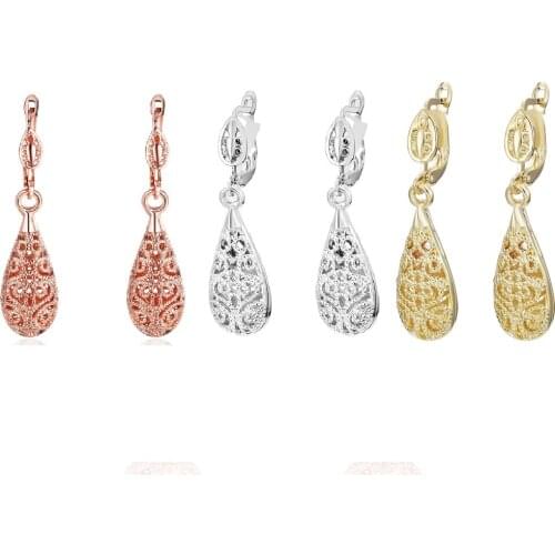 3 color 925 sterling silver 18K gold earrings for women lady wedding party jewelry fashion retro cute gifts charms hook earring