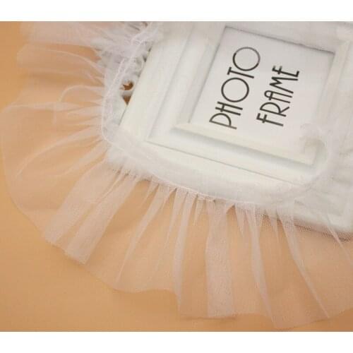 31Yards 9cm Wide Mesh Lace Trim White Ribbon Fabric Laces Ruffle Sewing DIY Crafts for Bridal Headdress